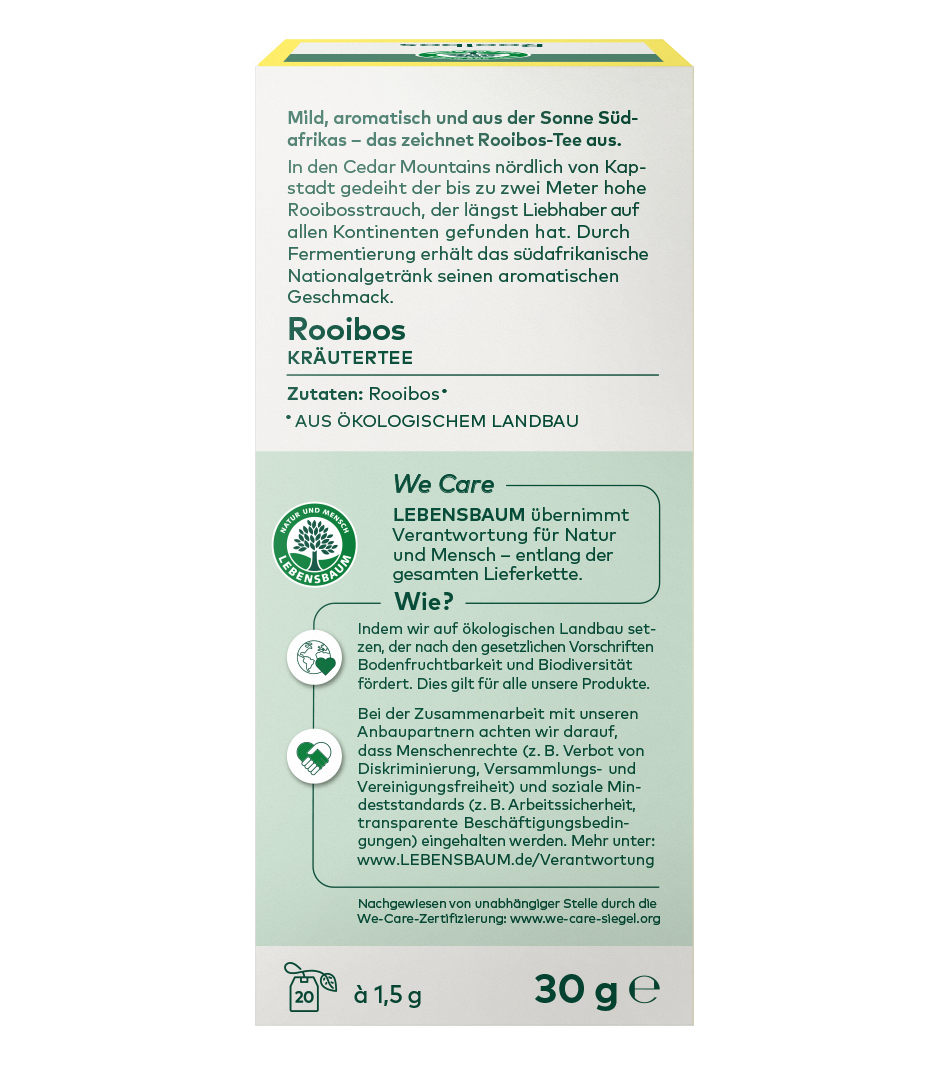 Bio Rooibos Tee Rückseite