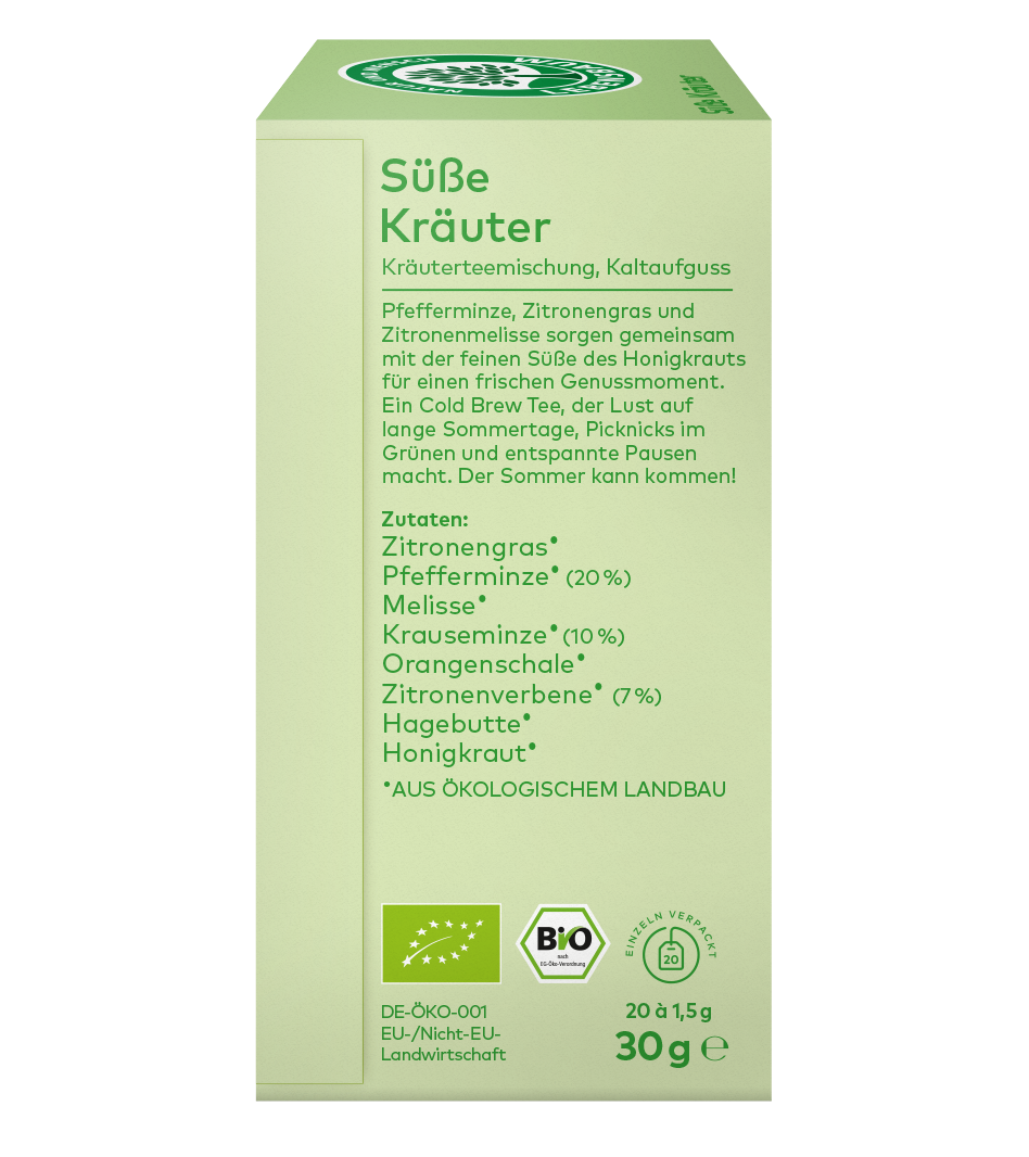 Seitenansicht vom Cold Brew Tee "Süße Kräuter"