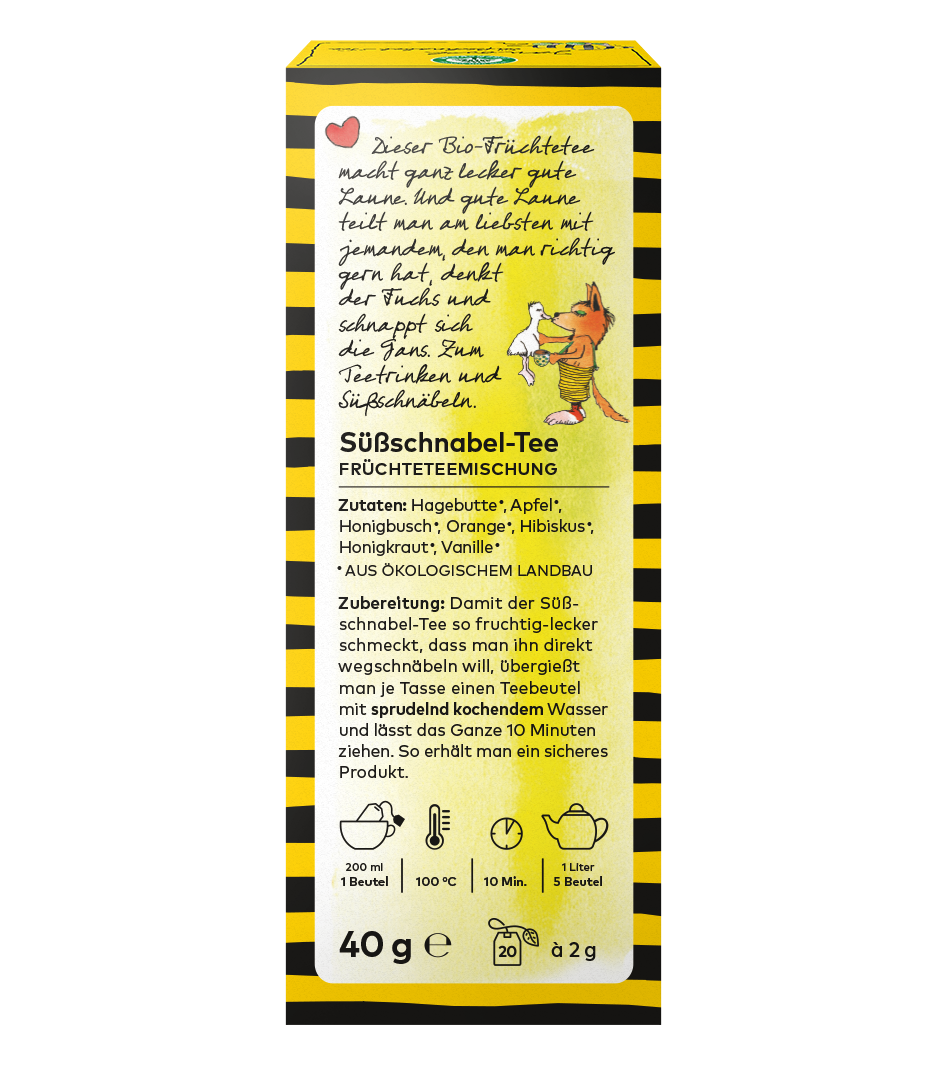 Bio Süßschnabel Tee Rückseite