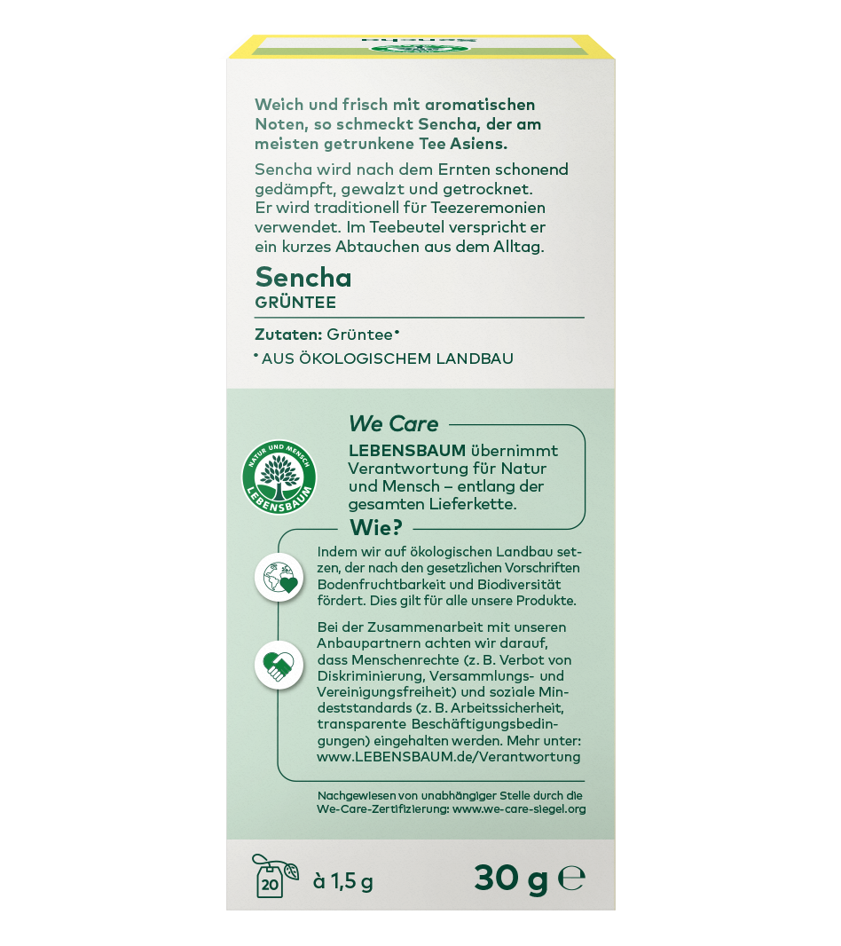 Bio Sencha Tee Rückseite