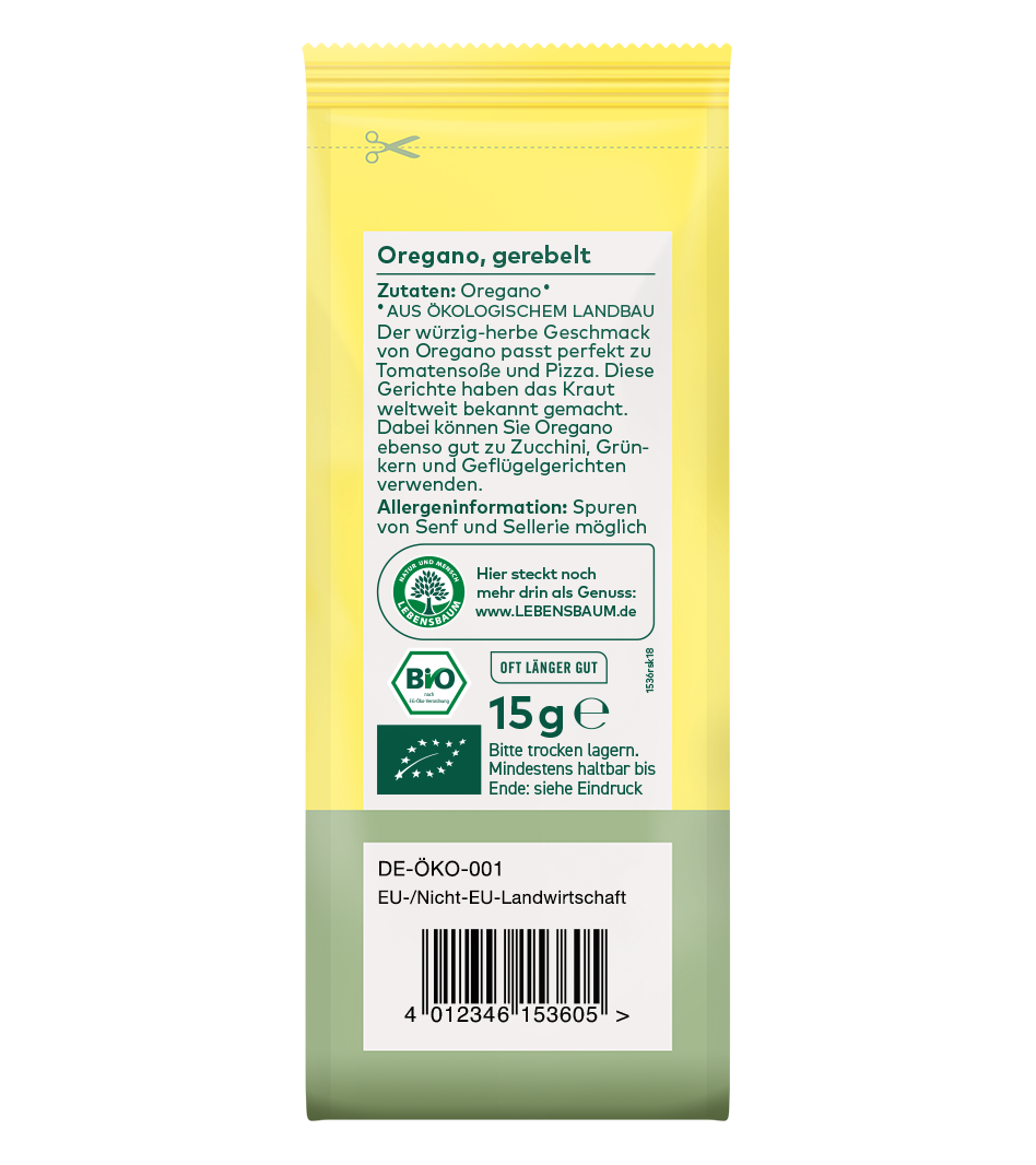 Bio-Oregano Verpackung Rückseite