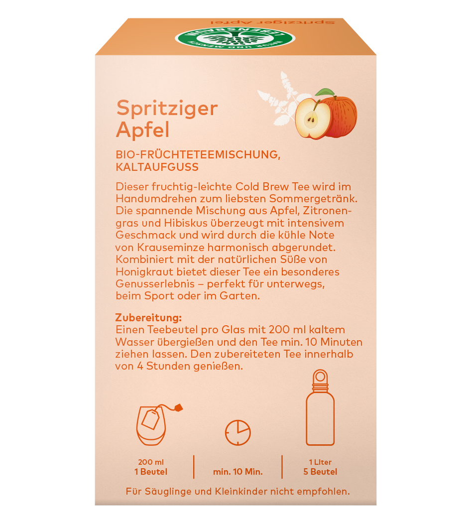 Bio-Cold-Brew-Tee Spritziger Apfel Rückseite