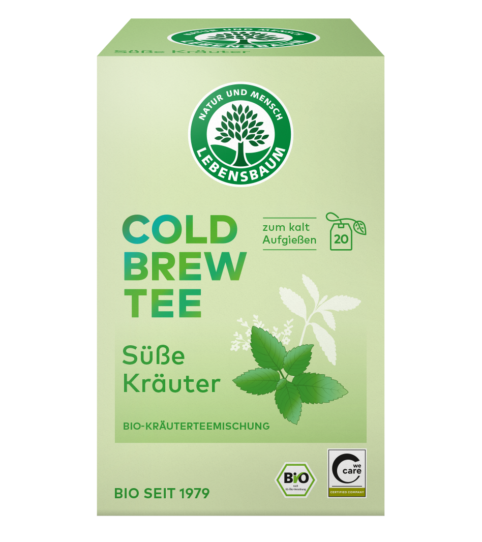Vorderseite vom Cold Brew Tee "Süße Kräuter"