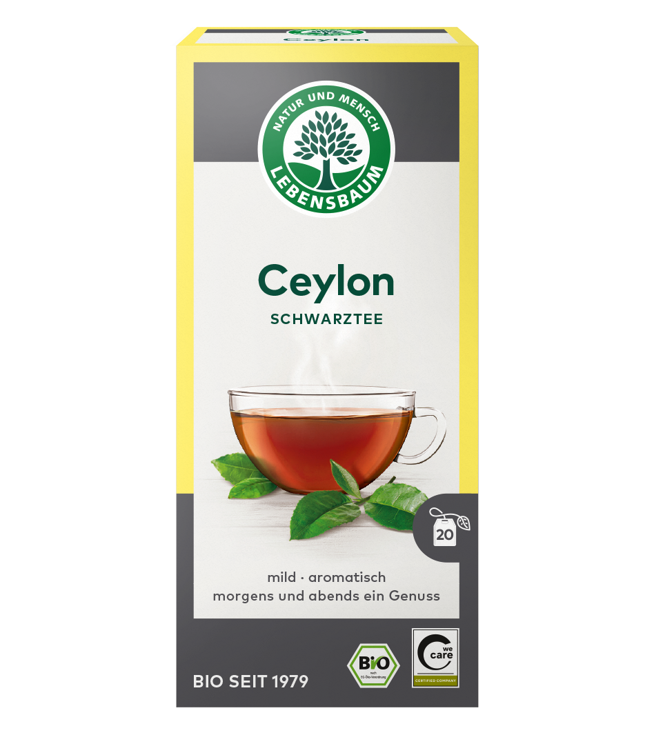 Lebensbaum Ceylon Schwarztee, 20 Teebeutel, Bio-Qualität, milde und aromatische Sorte aus Sri Lanka