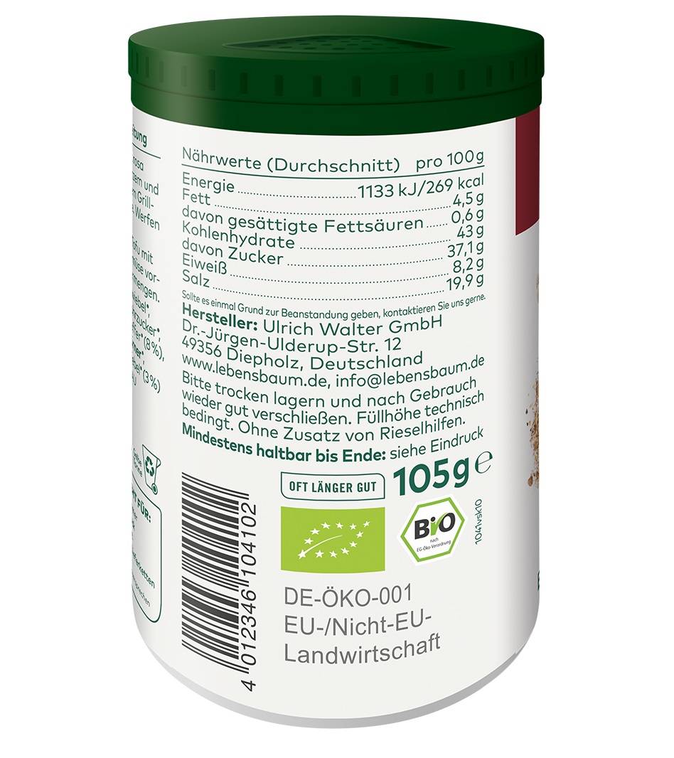 Bio Pepperrub Gewürz Rückseite