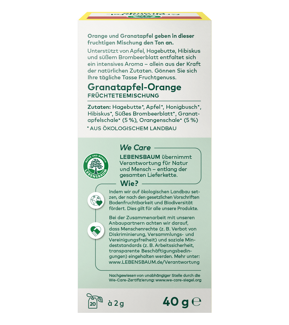 Bio Granatapfel-Orange Tee Rückseite