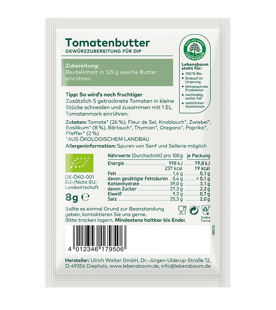 Tomatenbutter-Dip Rückseite